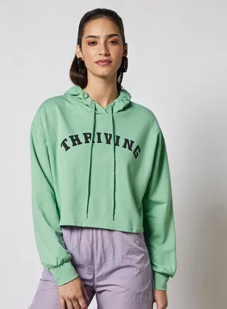 Solid Design Casual Wear Long Sleeve Hoody with Print Olive 