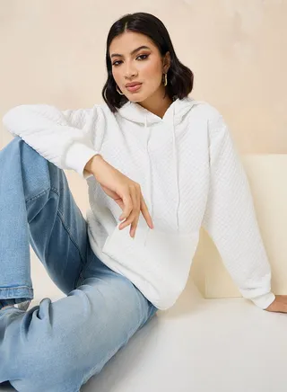 Regular Length Textured Regular Fit Hoodie 