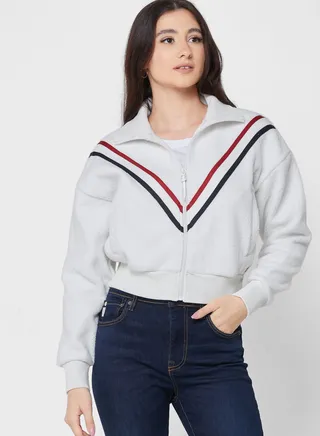 Zip Through Knitted Hoodie 