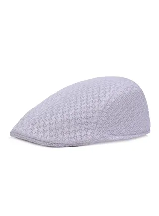 Mesh Flat Cap Berets Breathable Summer Newsboy Hat Adjustable White 
