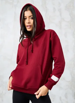 Regular Fit Printed Badge Hoodie with Front Pocket 