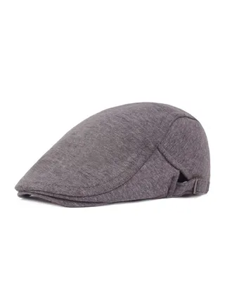 Woolen Cap Beret Literary Retro Adjustment Button Dark Grey 