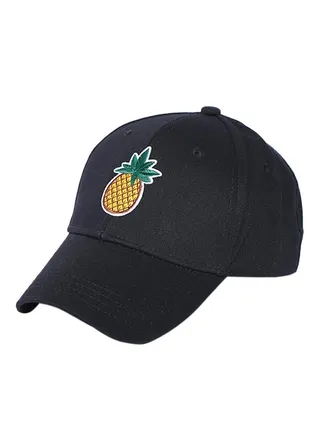 Cactus Pineapple Embroidery Baseball Cap Black 
