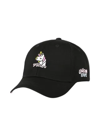 Cartoon Letter Embroidery Breathable Baseball Cap Black/White/Pink 