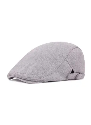 Woolen Cap Beret Literary Retro Adjustment Button Light Grey 