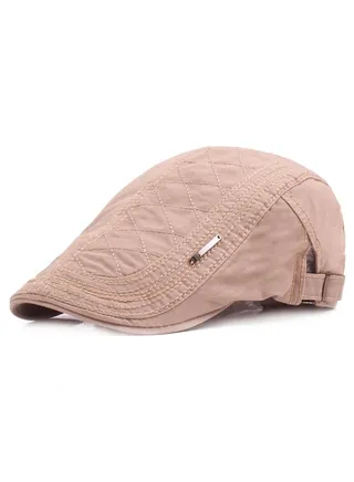 Cotton Beret British Retro Cap Adjustable Beige 