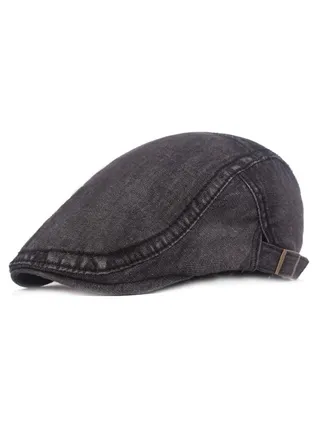 Beret Wash Cloth Used Hat Adjustable Black 