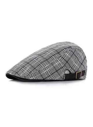 Men's Mesh Breathable Sun Hat British Style Hat Light Grey 
