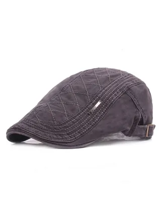 Cotton Beret British Retro Cap Adjustable Grey 