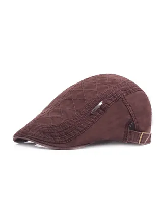 Cotton Beret British Retro Cap Adjustable Brown 