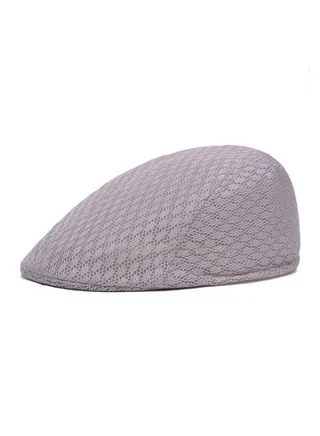 Mesh Flat Cap Berets Breathable Summer Newsboy Hat Adjustable  Light Grey 