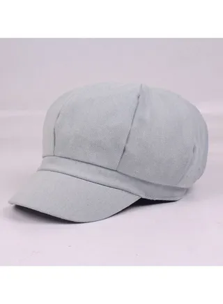 Octagonal Hat Beret Hat Cowboy Cap Blue And White 