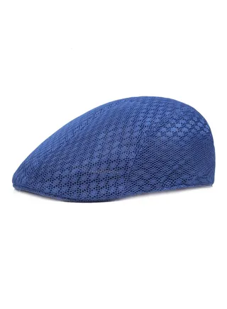 Mesh Flat Cap Berets Breathable Summer Newsboy Hat Adjustable Blue 