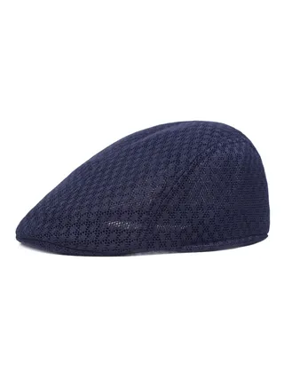 Mesh Flat Cap Berets Breathable Summer Newsboy Hat Adjustable  Navy Blue 