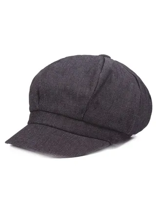 Octagonal Hat Beret Hat Cowboy Cap Black 