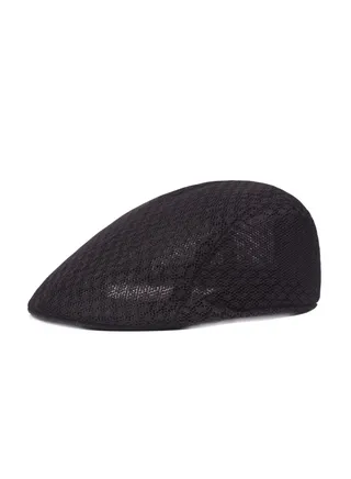 Mesh Flat Cap Berets Breathable Summer Newsboy Hat Adjustable  Black 