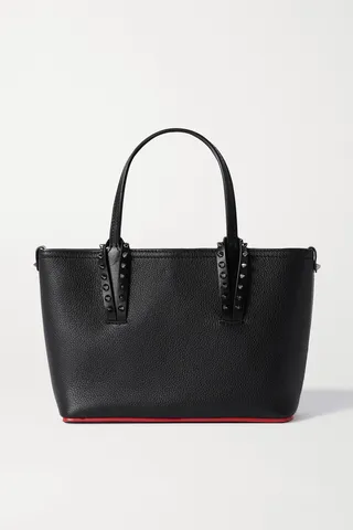 Christian Louboutin - Cabata Mini Spiked Textured-leather Tote - Black