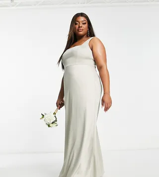 ASOS EDITION Curve satin square neck maxi dress in sage green