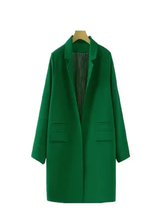 Spring Autumn Women Plus Size Long Jacket Double Pockets Long Jacket Coat Outwears Woman Fashion Blazer 