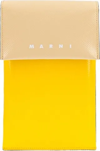 Marni Logo Printed Two Toned Strappy Phone Pouch