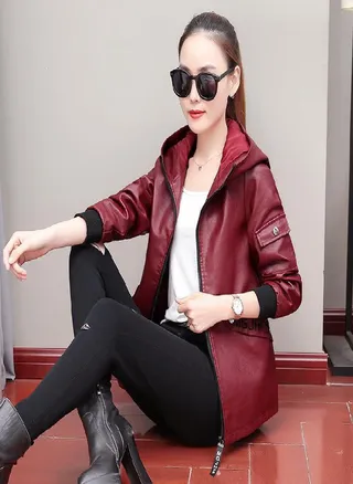 Short Leather Jacket Women Pu Leather Jacket 