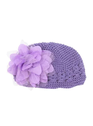 Flower Crochet Design Cap Purple 