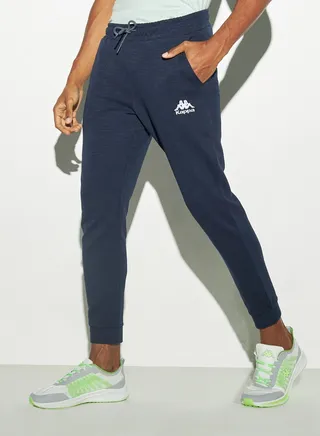 Kappa Logo Embroidered Joggers with Drawstring Closure and Pockets 