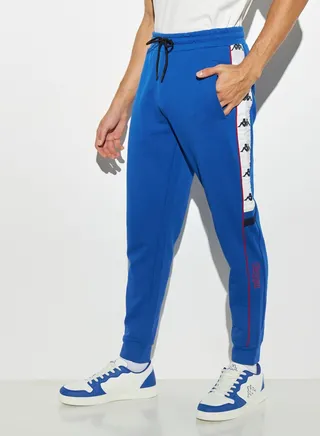 Kappa Logo Panel Joggers with Drawstring Closure and Pockets 