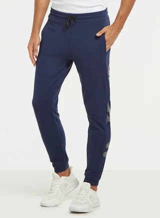 Kappa Logo Print Joggers with Drawstring Closure and Pockets 