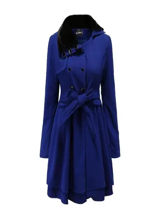 Women's Fashion Lapel Double-Breasted Thick Wool Trench Casual Coat Jacket 