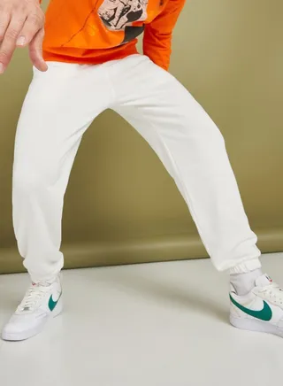 Solid Oversized Fit Elastic Cuff Joggers 