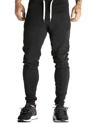 Solid Pattern Skinny Fit Joggers Black 