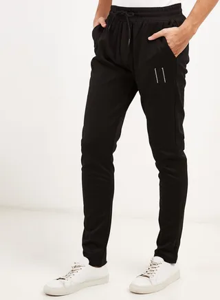 Solid Design Drawstring Joggers Black 