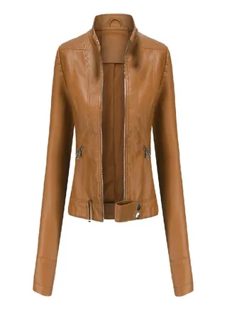 Leather Jacket Women 'S Short Small Jacket Stand Collar Women 'S Leather Jacket Women 'S Thin Leather Jacket 