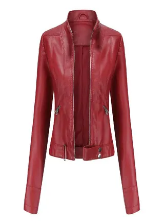 Leather Jacket Women 'S Short Small Jacket Stand Collar Women 'S Leather Jacket Women 'S Thin Leather Jacket 