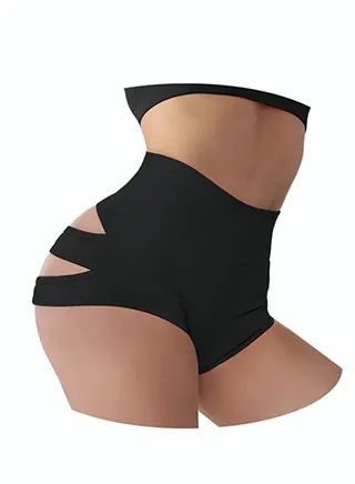 Women'S Elastic High Waist Fitness Shorts Fashion Yoga Shorts Gym Training Shorts Elastic Flat Angle Safety Shorts 
