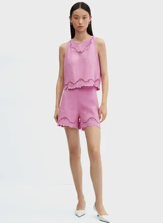 Broidered High Waist Shorts 