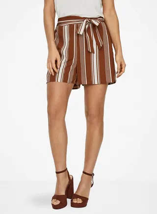 Vertical Striped Shorts Brown/White 