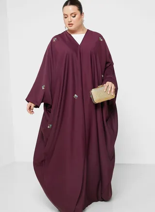 V-Neck Embellished Abaya