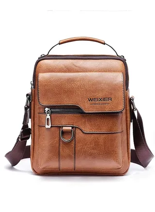 Leather Messenger Bag Retro Designed Crossbody Bag Stylish Shoulder Mini Men's Shoulder Bag Business Casual Satchel Bag for Men's Gift Portable Large Capacity Can Accommodate 11-Storage Computer 