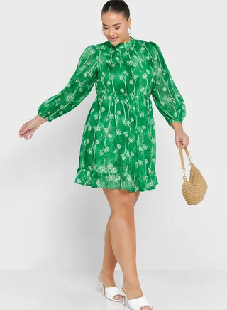 High Neck Fit & Flare Dress