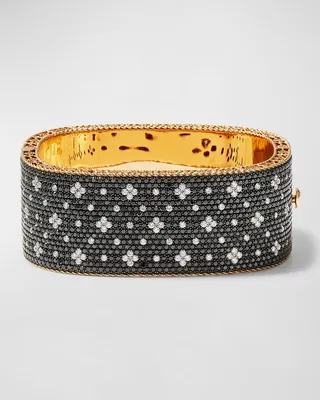 18K Rose Gold Black & White Diamond Bangle