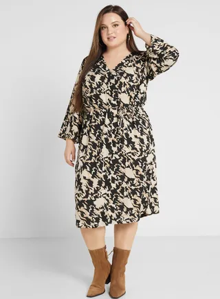Tie Detail Printed Dress
