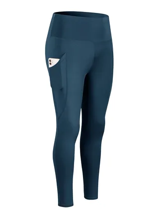 Women Quick Dry Breathable Elastic Trousers Blue 