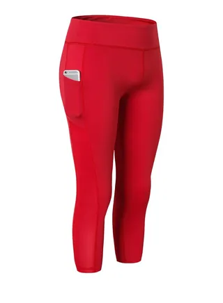 Women Quick Dry Breathable Elastic Trousers Red 