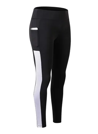 Women Quick Dry Breathable Elastic Trousers Black/White 