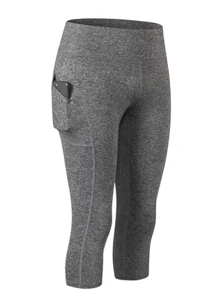 Women Quick Dry Breathable Elastic Cropped Pants Grey 