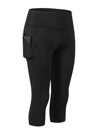 Women Quick Dry Breathable Elastic Cropped Pants Black 