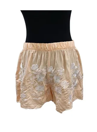 Women`s Casual Floral Embroidery Cotton Shorts 
