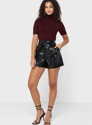 Pu High Waist Shorts